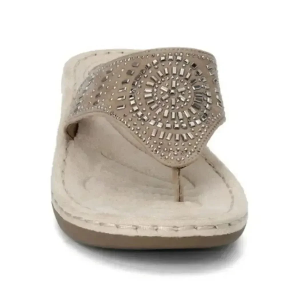 BRAND NEW CLIFFS BY WHITE MOUNTAIN WOMENS CIENNA DEMI WEDGE THONG THON…